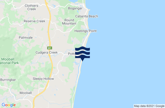 Mapa de mareas Pottsville Beach, Australia