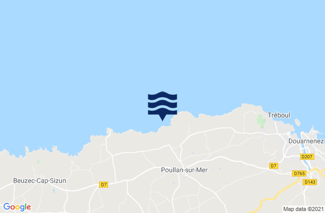 Mapa de mareas Poullan-sur-Mer, France