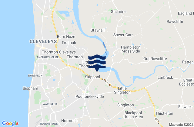 Mapa de mareas Poulton-le-Fylde, United Kingdom