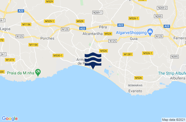 Mapa de mareas Praia Grande de Pêra, Portugal