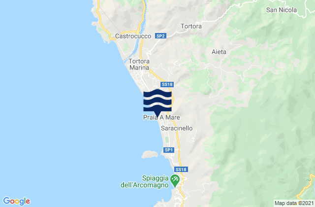 Mapa de mareas Praia a Mare, Italy