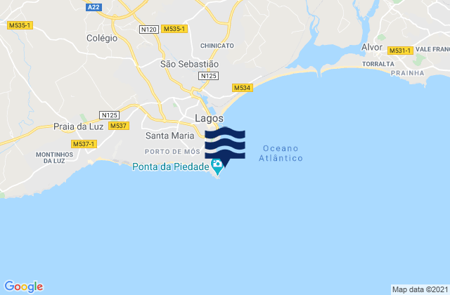 Mapa de mareas Praia da Ana, Portugal