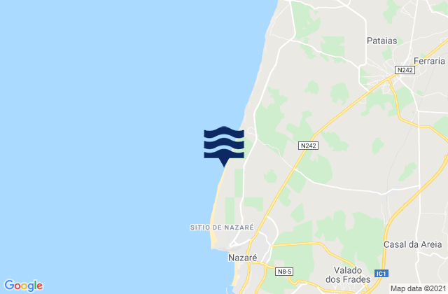 Mapa de mareas Praia da Areeira, Portugal