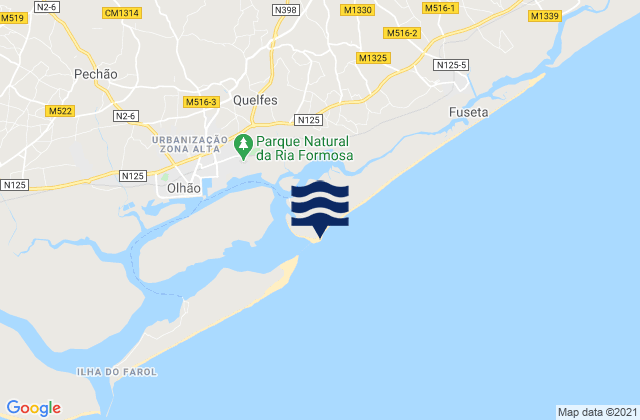 Mapa de mareas Praia da Armona, Portugal