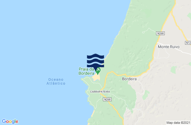 Mapa de mareas Praia da Bordeira, Portugal