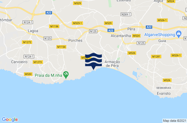 Mapa de mareas Praia da Cova Redonda, Portugal