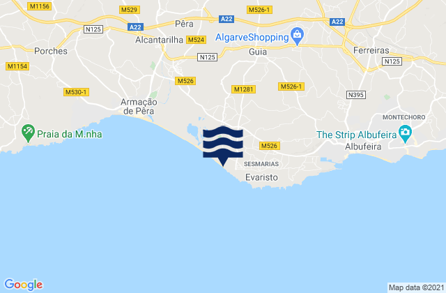 Mapa de mareas Praia da Galé, Portugal