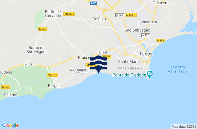 Mapa de mareas Praia da Luz, Portugal