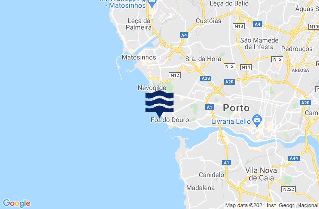 Mapa de mareas Praia da Luz, Portugal