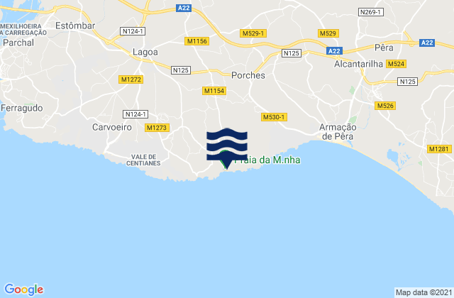 Mapa de mareas Praia da Marinha, Portugal