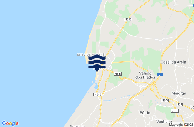 Mapa de mareas Praia da Nazaré, Portugal