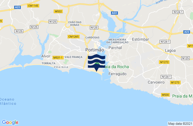 Mapa de mareas Praia da Rocha, Portugal