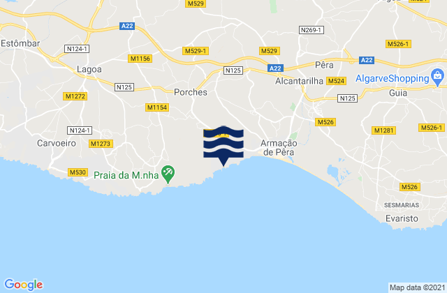 Mapa de mareas Praia da Senhora da Rocha, Portugal