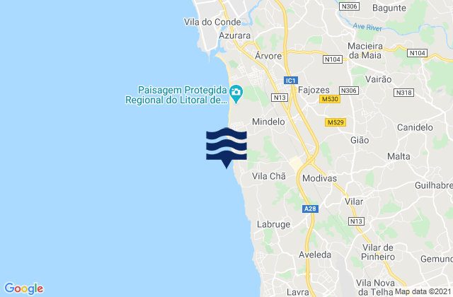 Mapa de mareas Praia da Terra Nova, Portugal