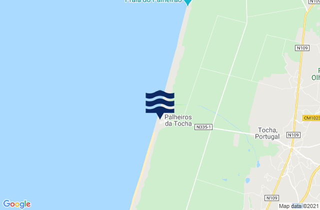 Mapa de mareas Praia da Tocha, Portugal