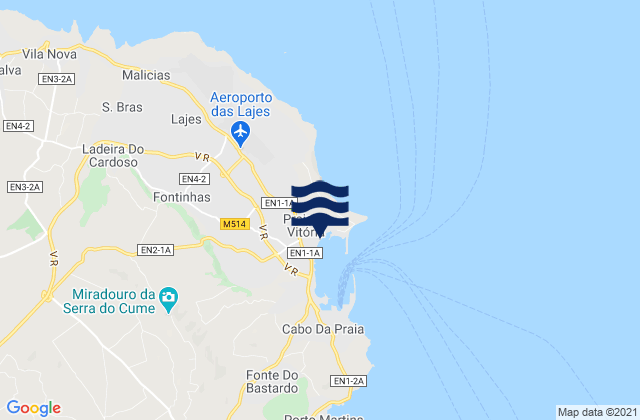 Mapa de mareas Praia da Vitória, Portugal
