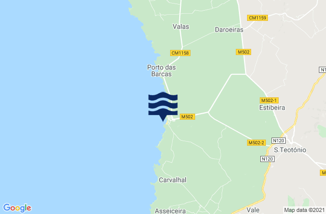 Mapa de mareas Praia da Zambujeira, Portugal