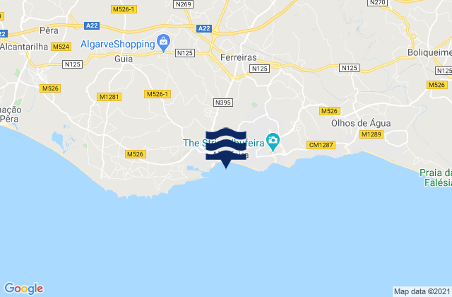 Mapa de mareas Praia de Albufeira, Portugal