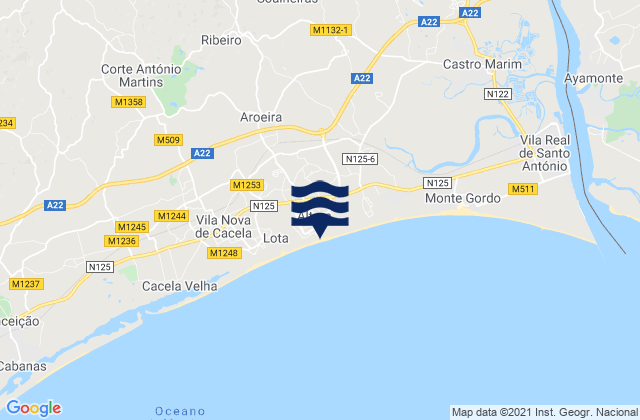 Mapa de mareas Praia de Altura, Portugal