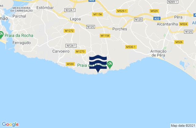 Mapa de mareas Praia de Benagil, Portugal