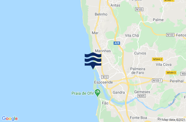Mapa de mareas Praia de Esposende, Portugal