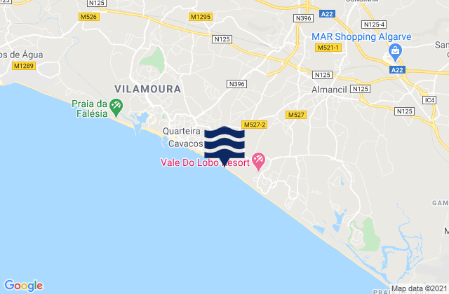 Mapa de mareas Praia de Loulé Velho, Portugal