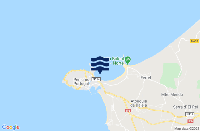 Mapa de mareas Praia de Peniche de Cima, Portugal