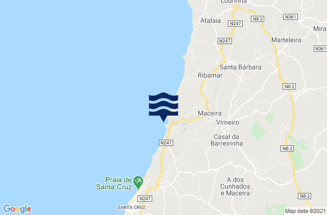 Mapa de mareas Praia de Porto Novo, Portugal