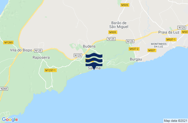 Mapa de mareas Praia de Salema, Portugal