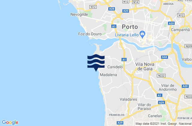 Mapa de mareas Praia de Salgueiros, Portugal