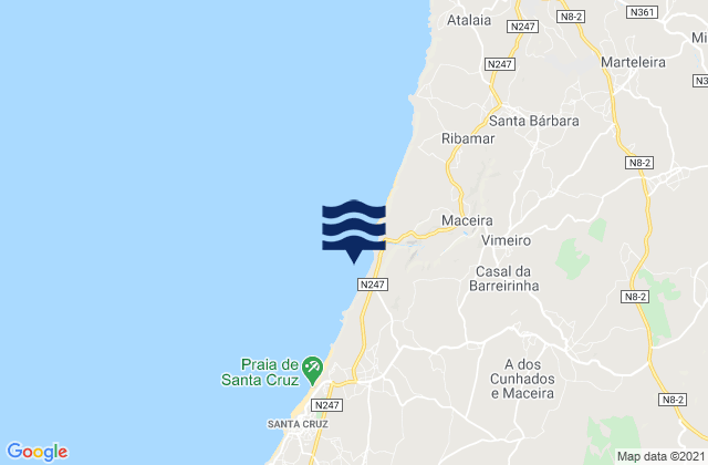 Mapa de mareas Praia de Santa Rita, Portugal