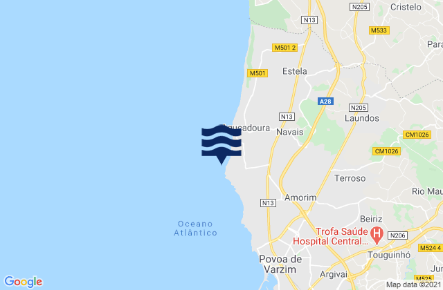Mapa de mareas Praia de Santo André, Portugal