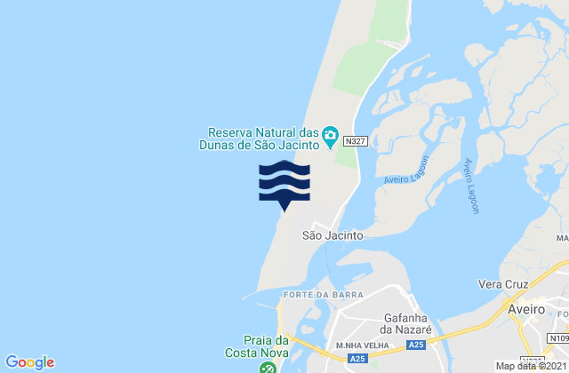 Mapa de mareas Praia de São Jacinto, Portugal