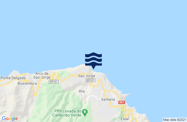 Mapa de mareas Praia de São Jorge, Portugal