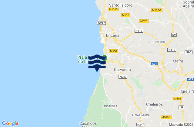 Mapa de mareas Praia de São Julião, Portugal