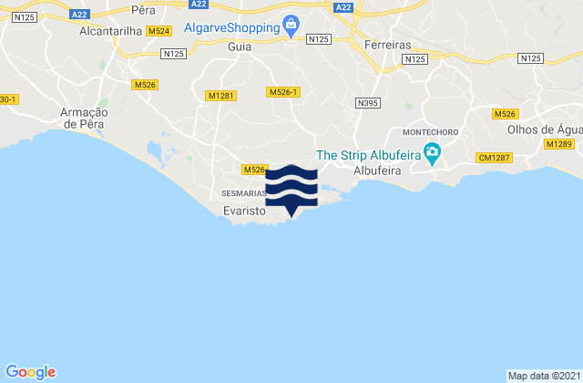 Mapa de mareas Praia de São Rafael, Portugal
