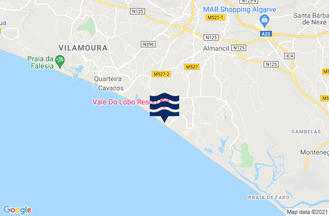 Mapa de mareas Praia de Vale do Lobo, Portugal