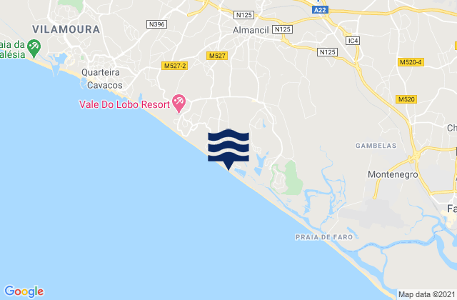 Mapa de mareas Praia do Anção, Portugal