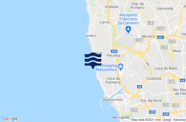 Mapa de mareas Praia do Aterro, Portugal