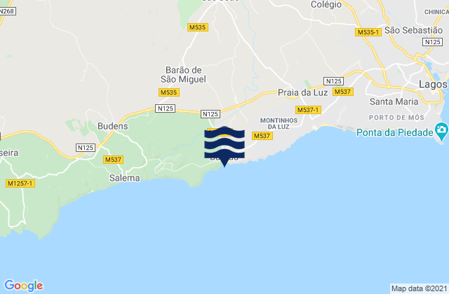 Mapa de mareas Praia do Burgau, Portugal