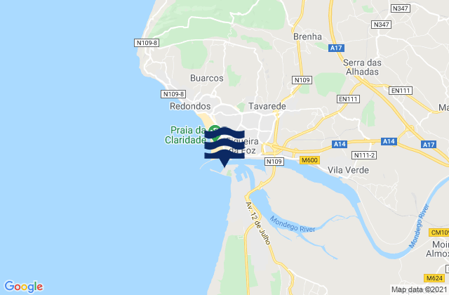 Mapa de mareas Praia do Cabedelinho, Portugal