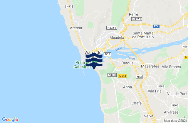 Mapa de mareas Praia do Cabedelo, Portugal