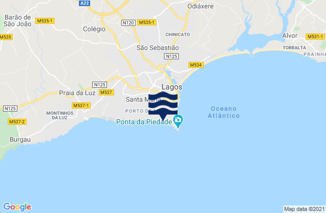 Mapa de mareas Praia do Canavial, Portugal
