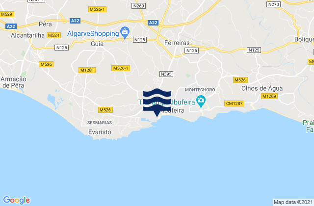 Mapa de mareas Praia do Cerro, Portugal
