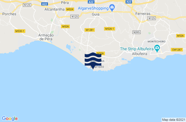 Mapa de mareas Praia do Evaristo, Portugal