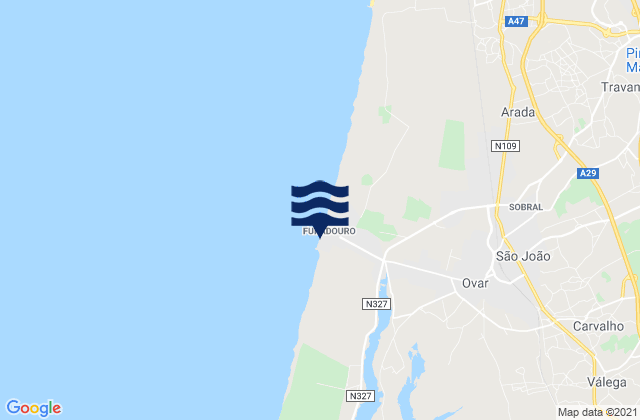 Mapa de mareas Praia do Furadouro, Portugal