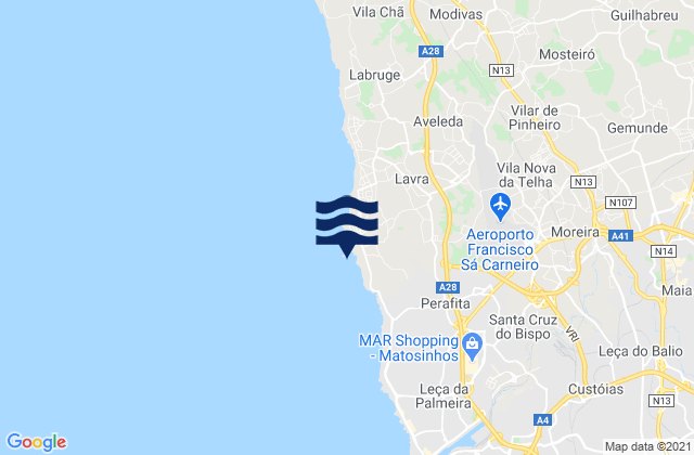 Mapa de mareas Praia do Marreco, Portugal