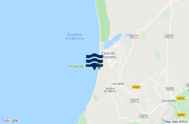 Mapa de mareas Praia do Meco, Portugal