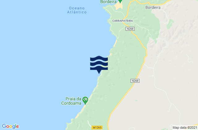Mapa de mareas Praia do Mirouço, Portugal