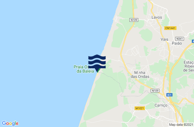Mapa de mareas Praia do Osso da Baleia, Portugal